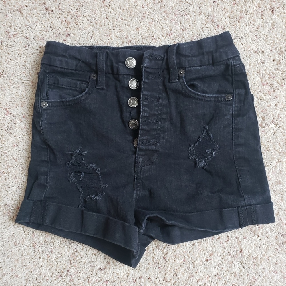 Aero Black Denim Super High Rise Shorts, Women’s size 0
